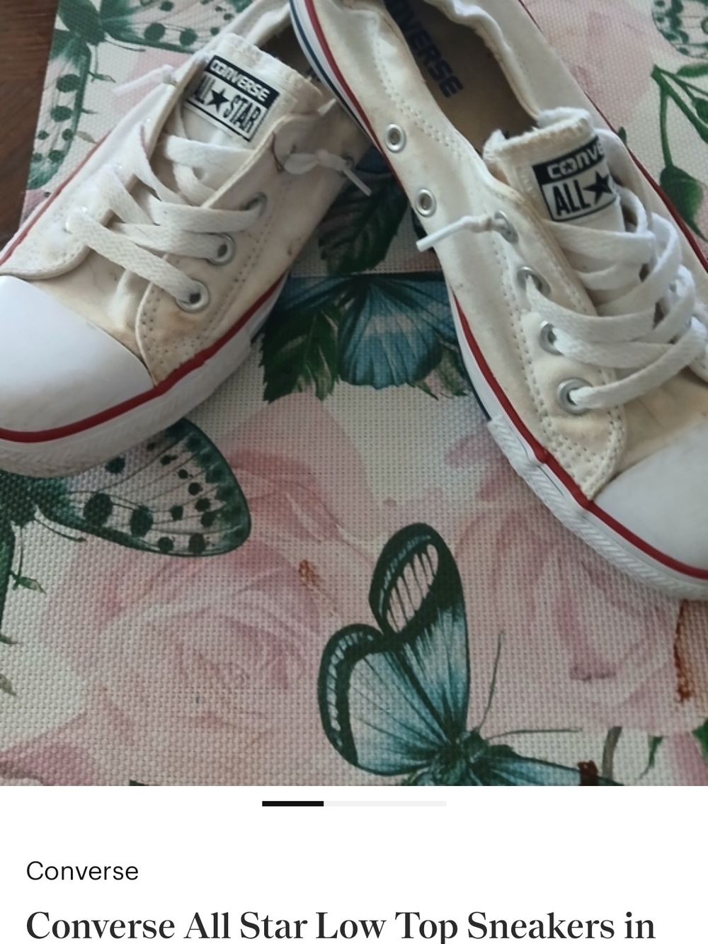 Converse Kids Low Top Sneakers in White with Red Stripe